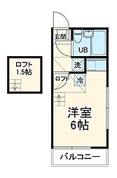 ジュネパレス松戸第84 2階1Kの間取り