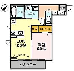 Ｃｌａｉｒ　ｄｅ　ｌｕｎｅ 2階1LDKの間取り