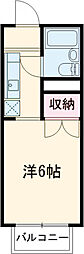 ハイツ井上 1階1Kの間取り