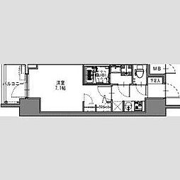 S-RESIDENCE阿波座bouncy 14階1Kの間取り