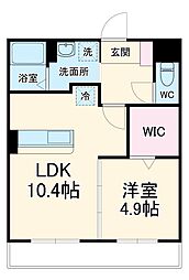 マリアロッソ富田 2階1LDKの間取り