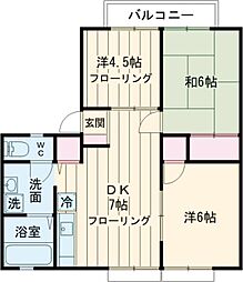 西武多摩川線 多磨駅 徒歩13分の賃貸アパート 1階3DKの間取り