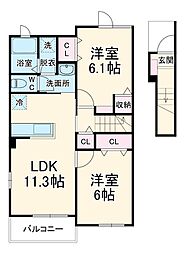 ジェルメ86　V 2階2LDKの間取り