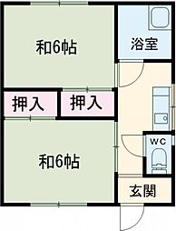 クレセント藤代Ｂ棟　1・8 1階2Kの間取り