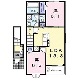 プレッソ 2階2LDKの間取り