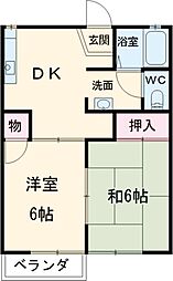 星野ハイツ 2階2DKの間取り