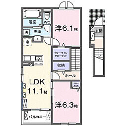 プレシャスパーク 2LDKの間取図画像