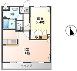 サンク　エトワール 2階1LDKの間取り