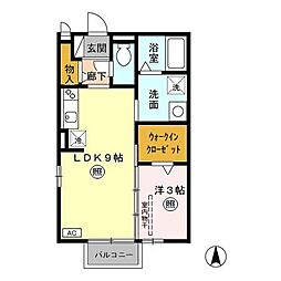 ドミトリー 1階1LDKの間取り