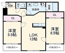 ウッドベルステージ 3階2LDKの間取り