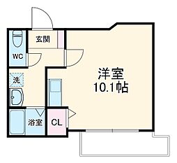 名古屋市営名港線 日比野駅 徒歩5分の賃貸マンション 3階ワンルームの間取り
