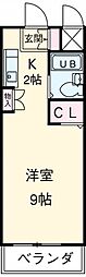 ジョイフル原南 2階1Kの間取り
