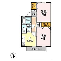 セジュール・オータム　Ａ/Ｂ 1階2Kの間取り
