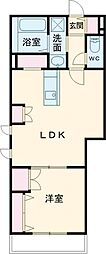 East field 2階1LDKの間取り