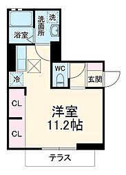 スタブリテラス桑名 2階ワンルームの間取り