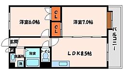 ブランドールMIII 5階2LDKの間取り