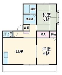 グレート山王 1階2LDKの間取り
