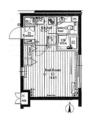 ヴォーガコルテ王子神谷アジールコート 2階ワンルームの間取り