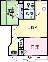 スウィート　ドリーム　I 1階2LDKの間取り