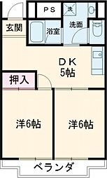 キャピタルハイツ 4階2DKの間取り