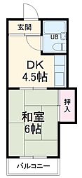 小池グリーンハイツ 1階1DKの間取り