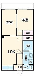 スカイハイツ 3階2LDKの間取り