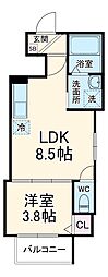 カーサ新守山 1階1LDKの間取り