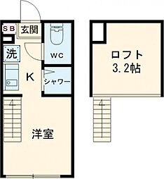 カーサグランデ 1階ワンルームの間取り