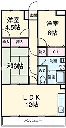 JR東海道本線 袋井駅 徒歩13分の賃貸マンション 3階3LDKの間取り