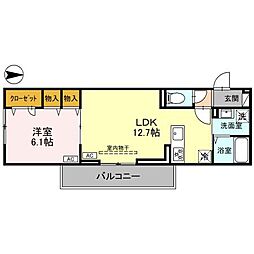 湘南新宿ライン高海 新前橋駅 徒歩27分の賃貸アパート 3階1LDKの間取り
