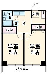 サングレイス吉野町 2階2DKの間取り