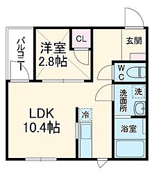 AX黒田古城（アークス黒田古城） 3階1LDKの間取り