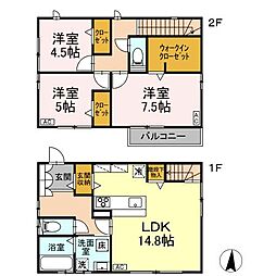 Casa　Excelente　IV棟 1階3LDKの間取り
