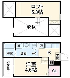 ソフィア道徳 1階1Kの間取り