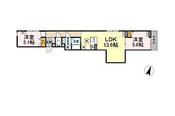 セレスティア西瑞江 2階2LDKの間取り