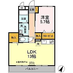 レジデンス・デュオ 1階1LDKの間取り