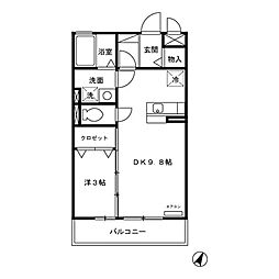 ＰＲＩＮＣＥＳＳ　I 3階1LDKの間取り