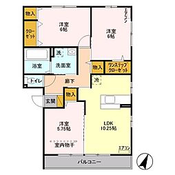 トレ・リザイア　Ｂ 3階3LDKの間取り