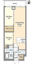 アジールコート練馬中村橋 4階2LDKの間取り