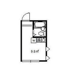 ライフピアシモン 2階ワンルームの間取り
