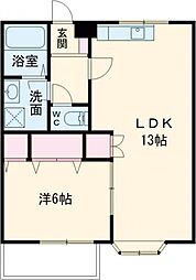 サンシエスタ 2階1LDKの間取り