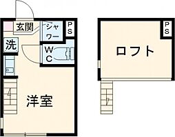マルバ上板橋 1階ワンルームの間取り