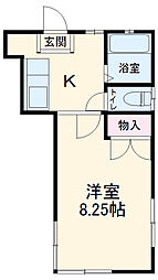 グランフォルム 1階1Kの間取り