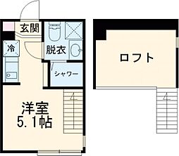 ハーモニーテラス関町II 1階ワンルームの間取り
