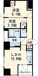 ザ・ライオンズフォーシア町屋 13階2LDKの間取り