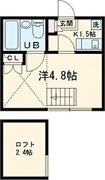 東急東横線 学芸大学駅 徒歩13分の賃貸アパート 2階1Kの間取り