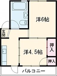 メゾン城南 3階2Kの間取り