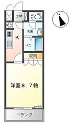 そよ風 1階1Kの間取り