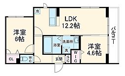 Ｂｌａｎｃ　Ｃｕｂｅ 3階2LDKの間取り