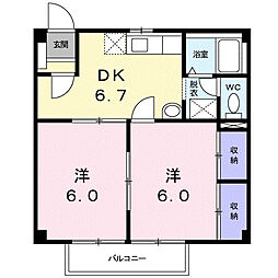 ソレイユ横須賀 2DKの間取図画像